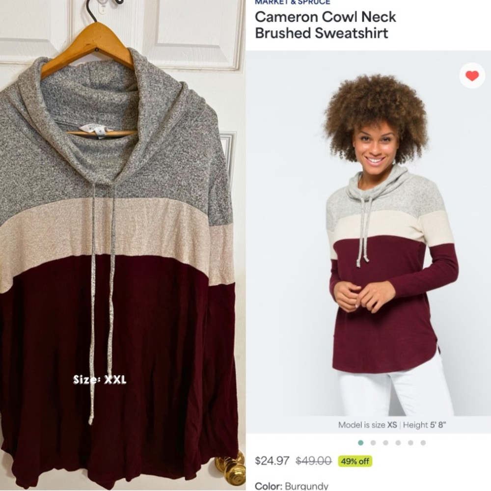 Market & Spruce Multicolor Cowl Neck Sweater